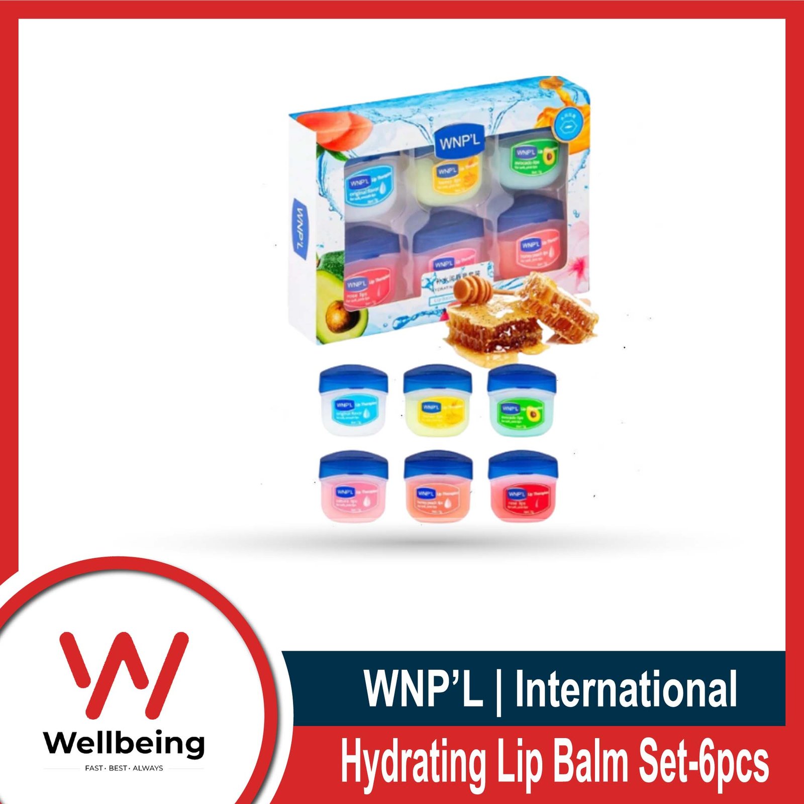 WNPL 6 in1 Moisturizing Petroleum Jelly Lip Balm Made In Korea Well