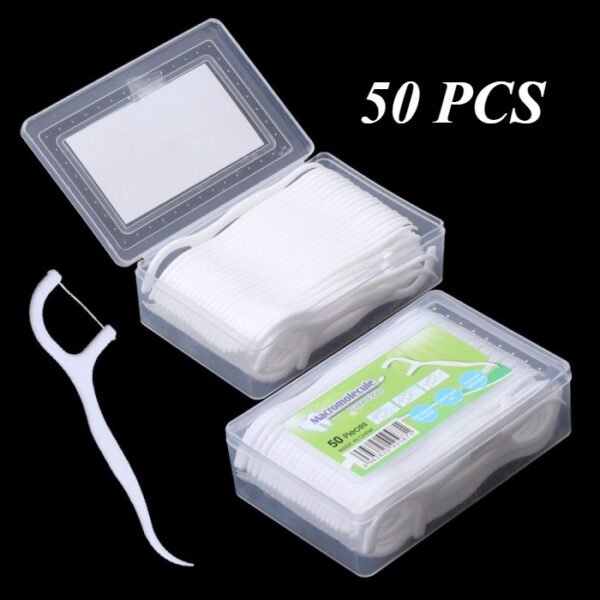 Dental Floss Pick 50 Pcs Box -  Dental Floss Toothpick Interdental Cleaner Toothpick Flosser
