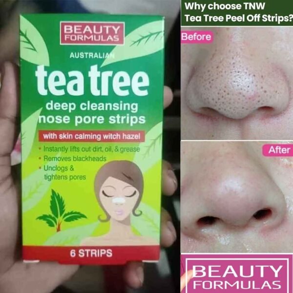 Nose Pore Strip Beauty Formula Formula Tea Tree Deep Cleansing Nose Pore Strips 6pcs White
