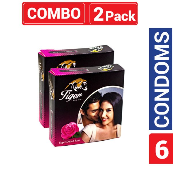 Tiger - Dotted Condoms Rose Flavour1 Tiger - Dotted Condoms Rose Flavour - Combo Pack
