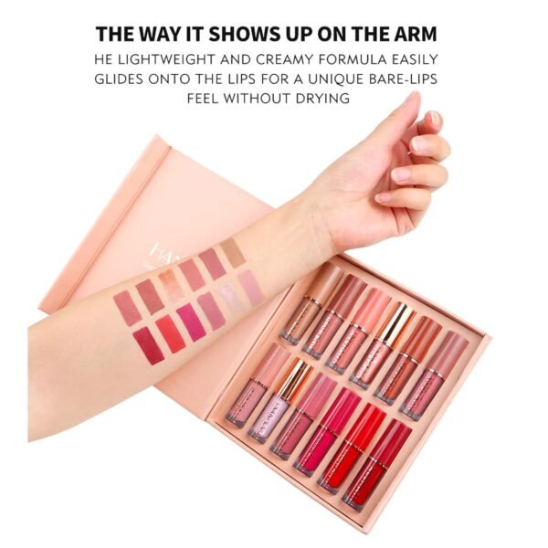 Handaiyan 12 Color Matte Liquid Lipstick Set Long-Lasting Smudge Proof 2.5ml Lip Gloss Set Matte Pearlescent Non-Sticky Lip Glaze Lipstick