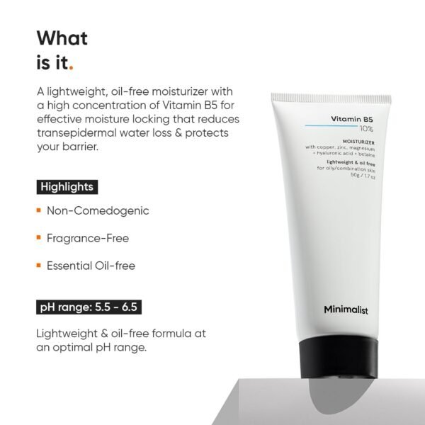 51rxvUa0PNL._SL1080_ Minimalist Vitamin B5 10% Moisturizer 50g | Minimalist Dehydrated Skin & Damaged Barrier Repair Moisturizer with 10% Vitamin B5 | Oil-Free Hydration & Lightweight Gel Formula | Fast-Absorbing & Non-Sticky Lightweight Winter Cream For Women & Men | Fragran