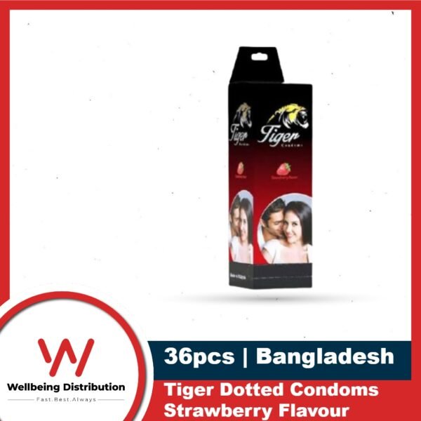 88c287f81a9c1703c6dc5a26d4ef6748 Tiger - Dotted Condoms Strawberry Flavour - Full Box - 3x12=36pcs