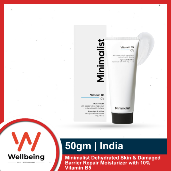 WB MAIN IMAGE - 2025-04-30T150114.766 Minimalist Vitamin B5 10% Moisturizer 50g | Minimalist Dehydrated Skin & Damaged Barrier Repair Moisturizer with 10% Vitamin B5 | Oil-Free Hydration & Lightweight Gel Formula | Fast-Absorbing & Non-Sticky Lightweight Winter Cream For Women & Men | Fragran