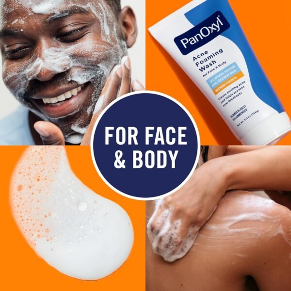 PanOxyl Acne Foaming Wash for Face & Body 156gm Benzoyl Peroxide 10% Maximum Strength Antimicrobial