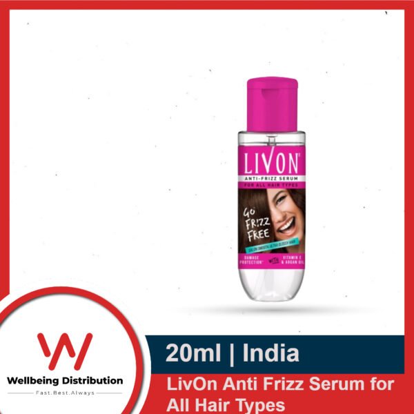 LivOn Anti Frizz Serum for All Hair Types 100ml/ 45ml/ 20ml - Product of India