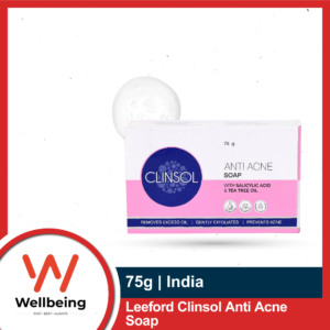 Leeford Clinsol Anti Acne Soap 75g | India | With Tea Tree Oil & Vitamin E | Acne Soap for Men & Women | Treats & Prevents Acne, Controls Oil & Soothes Skin