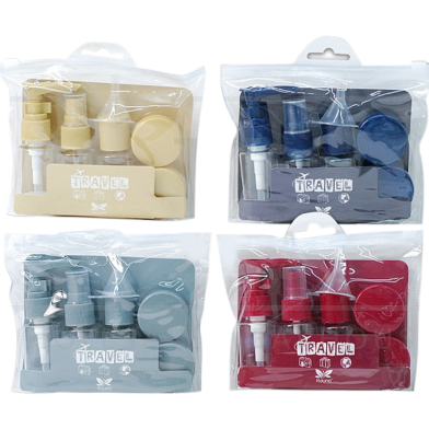 Travel_Cosmetics_Bottles_Set_Plastic_Pre-Iconic_Sourcing-47143-417360 5pcs Set Travel Cosmetics Bottles Set Plastic Pressing Spray Bottle Makeup Tools Kit (Random Body Color) - Travel Kit, Travel Storage for carrying shampoo, lotion, sun skin oil for travelling , for all season
