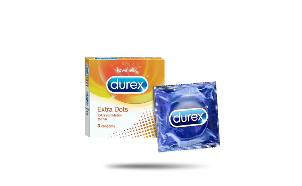 WB New Image (970 x 600 px) (45) Durex Extra Dots Condom 3pcs Pack | India - Image 1