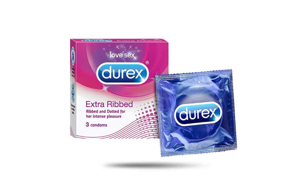 WB New Image (970 x 600 px) (62) Durex Extra Ribbed Condom 3pcs Pack | India - Image 1