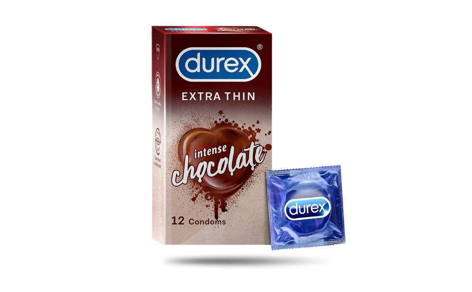 WB New Image (970 x 600 px) (65) Durex Extra Thin Intense Chocolate Flavor Condom 12pcs Pack | India - Image 1