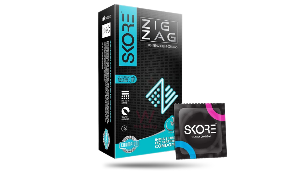 AKASH WB New Image (970 x 600 px) - 2026-08-20T141431.434 Skore ZigZag Dotted & Ribbed Condom 10pcs Pack | India - Image 1