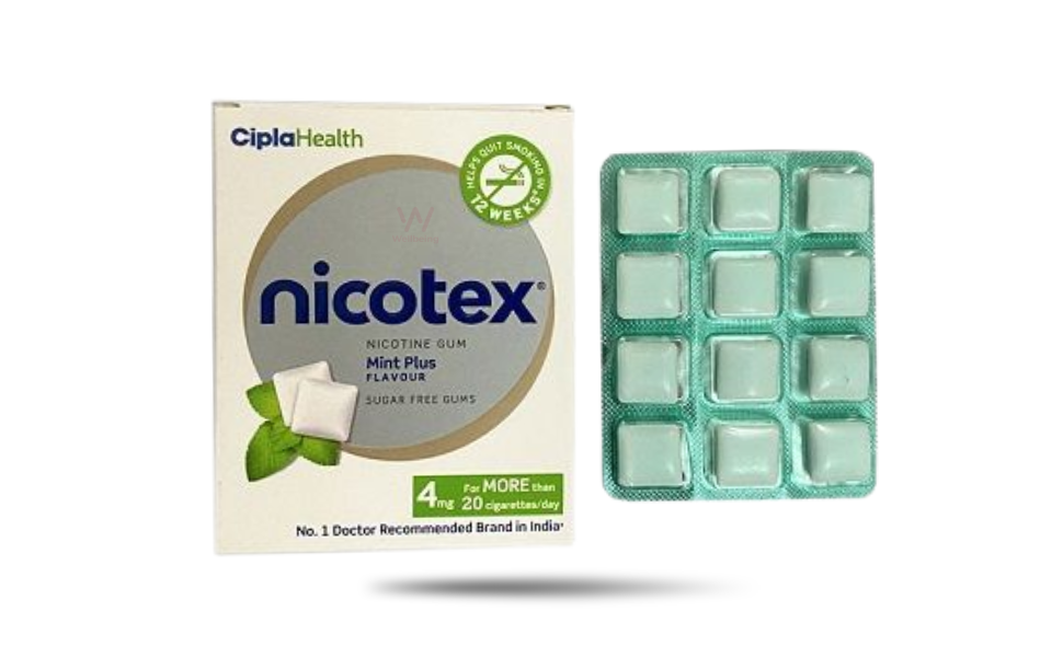 AKASH WB New Image (970 x 600 px) - 2026-08-24T135133.362 Cipla Nicotex Nicotine Sugar Free Mint Plus Gums 4mg – 12 Gums - Image 1