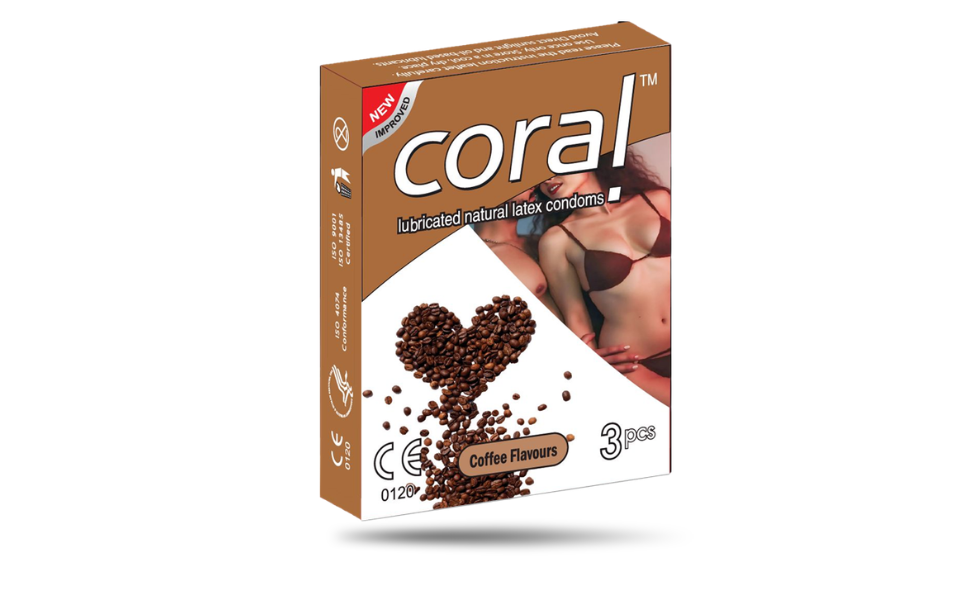 AKASH WB New Image (970 x 600 px) (33) Coral Coffee Flavor Condom 3pcs Pack | Malaysia - Image 1