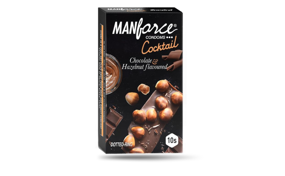 AKASH WB New Image (970 x 600 px) (56) Manforce Cocktail Condom Chocolate & Hazelnut Flavor 10pcs Pack | India - Image 1