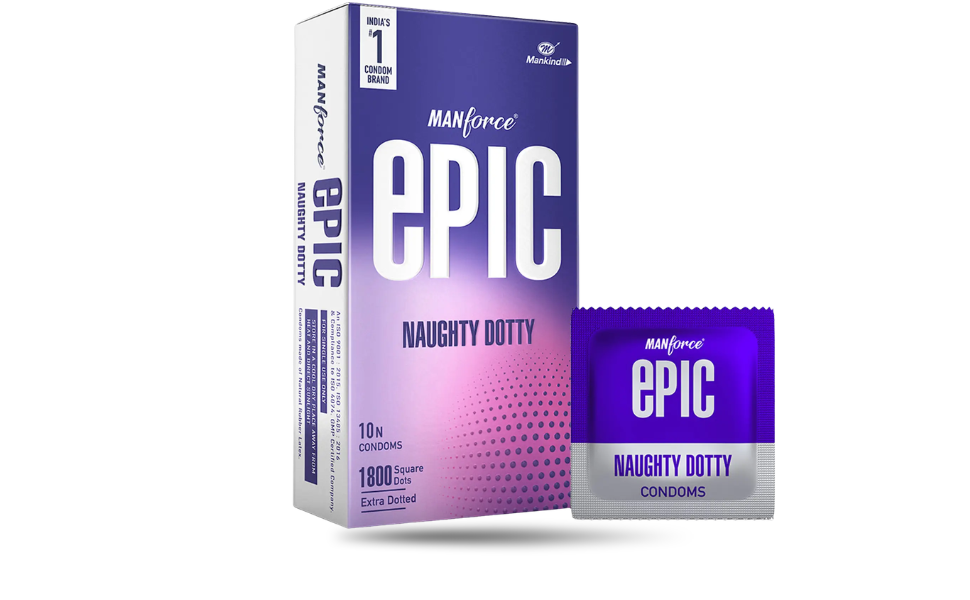 AKASH WB New Image (970 x 600 px) (67) Manforce Epic Naughty Dotty Condom 10pcs Pack | India - Image 1