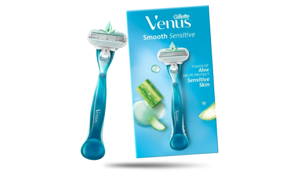 AKASH WB New Image (970 x 600 px) Gillette Venus Smooth Sensitive Hair Removal Razor with Aloe Vera for Women - Image 1