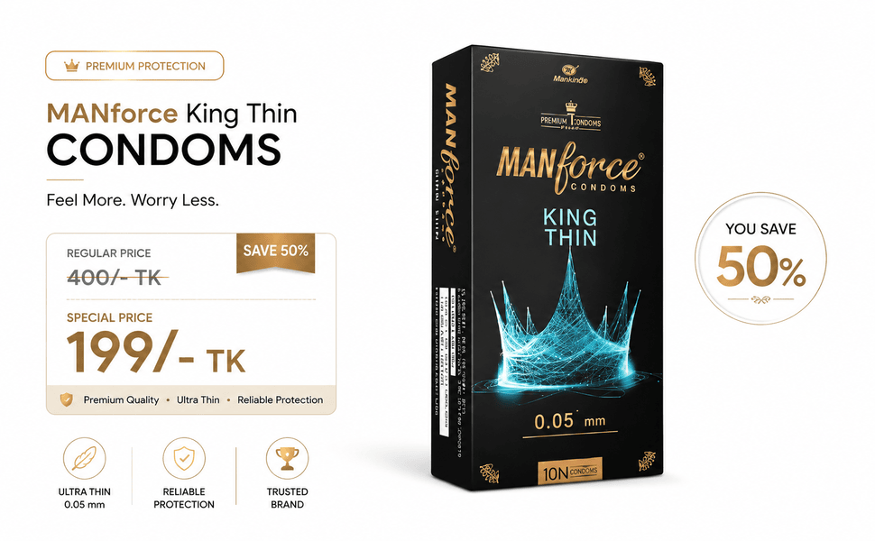 ChatGPT Image Aug 18, 2026, 03_01_05 PM Manforce King Thin 0.05mm Ultra-Thin Condom 10pcs Pack | India - Image 1