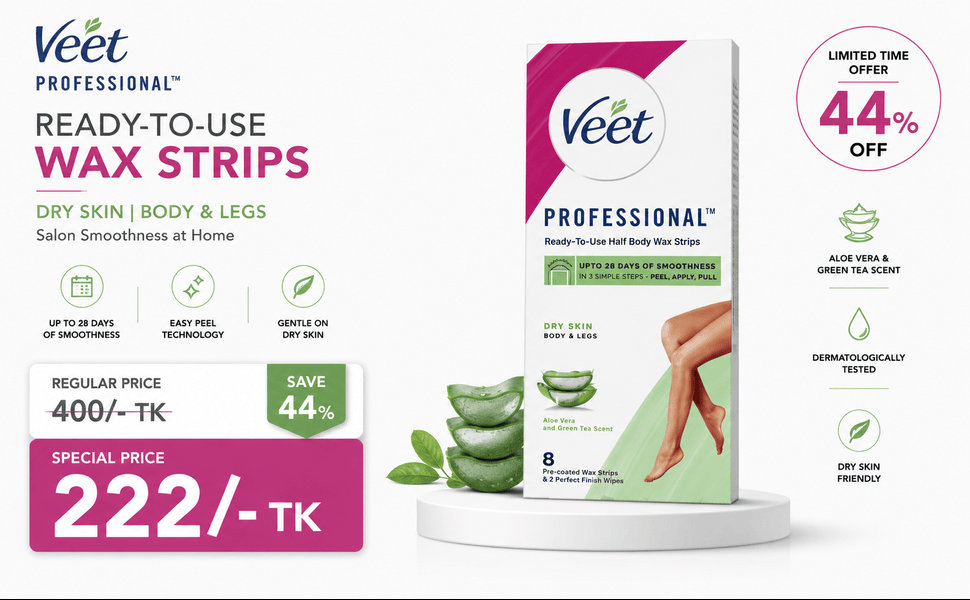 ChatGPT Image Aug 19, 2026, 05_12_15 PM Veet Professional Dry Skin Hair Removal Wax 8 Strips for Body & Legs - Image 1