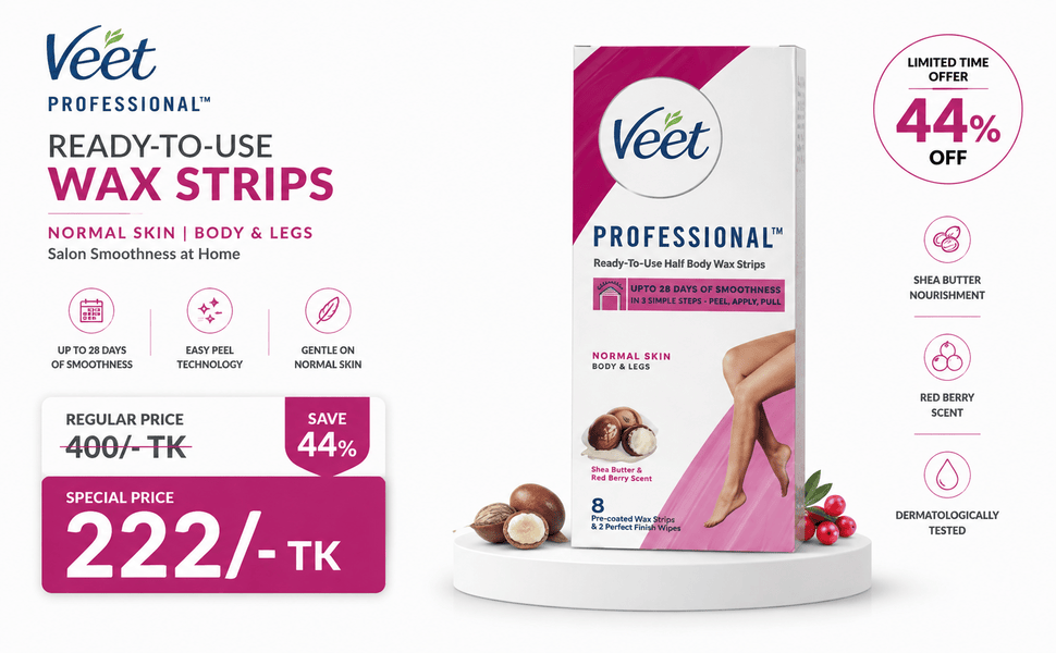 ChatGPT Image Aug 19, 2026, 05_15_08 PM Veet Professional Normal Skin Hair Removal Wax 8 Strips for Body & Legs - Image 1