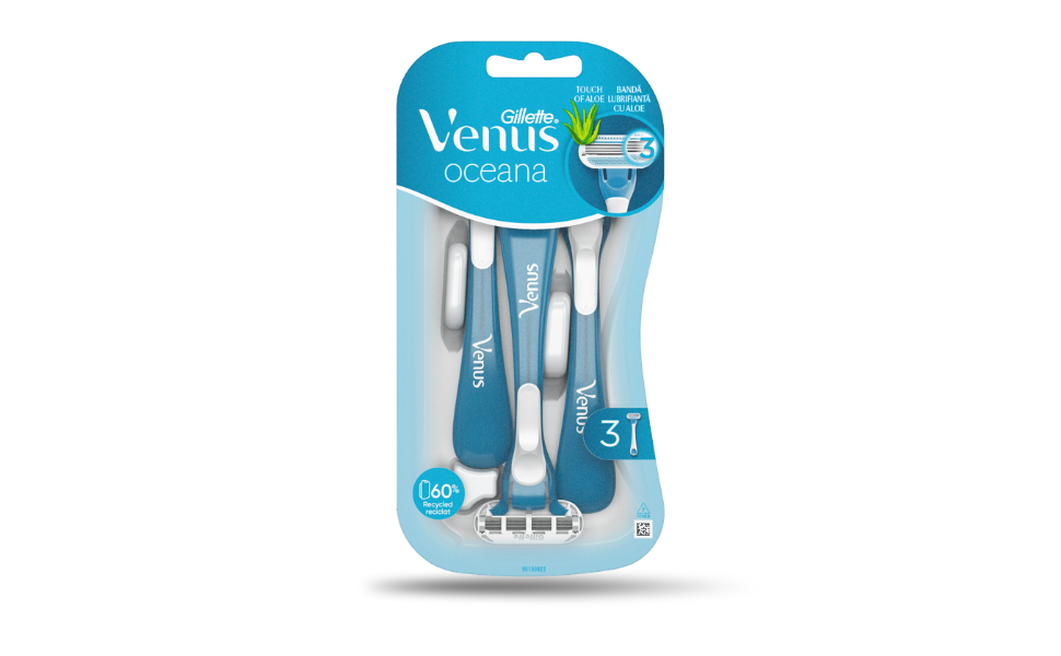 WB New Image (970 x 600 px) Gillette Venus Oceana Hair Removal Razor with Aloe Vera - 3 Razor Pack - Image 1