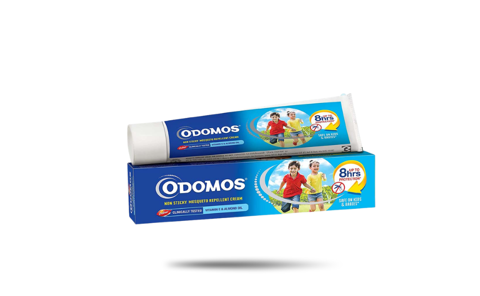 WB New Image (970 x 600 px) - 2026-08-17T164834.232 Odomos Blue 50gm Naturals Mosquito Repellent Non-Sticky Cream with Vitamin E & Almond Oil | India - Image 1