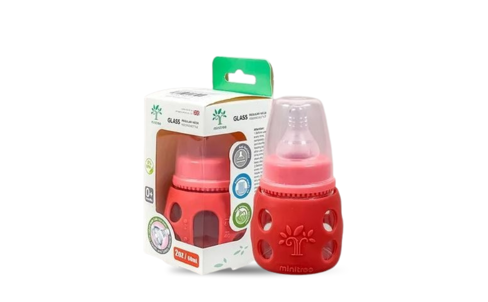 WB New Image (970 x 600 px) - 2026-08-17T174736.891 Minitree Baby Feeder Glass Feeding Bottle 60ml with Silicone Nipple | Multicolor Available - Image 1
