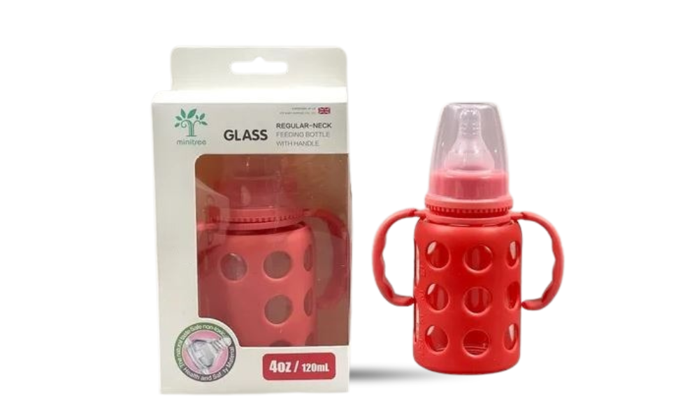 WB New Image (970 x 600 px) - 2026-08-17T174736.892 Minitree Baby Feeder Glass Feeding Bottle 120ml with Silicone Nipple | Multicolor Available - Image 1