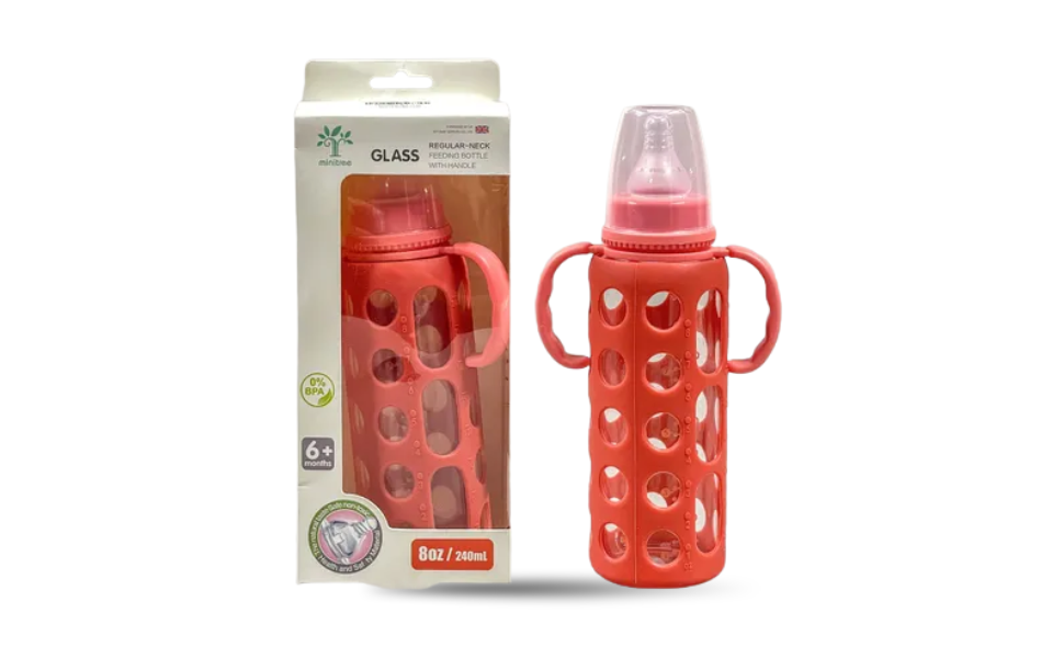 WB New Image (970 x 600 px) - 2026-08-18T100430.841 Minitree Baby Feeder Glass Feeding Bottle 240ml with Silicone Nipple | Multicolor Available - Image 1