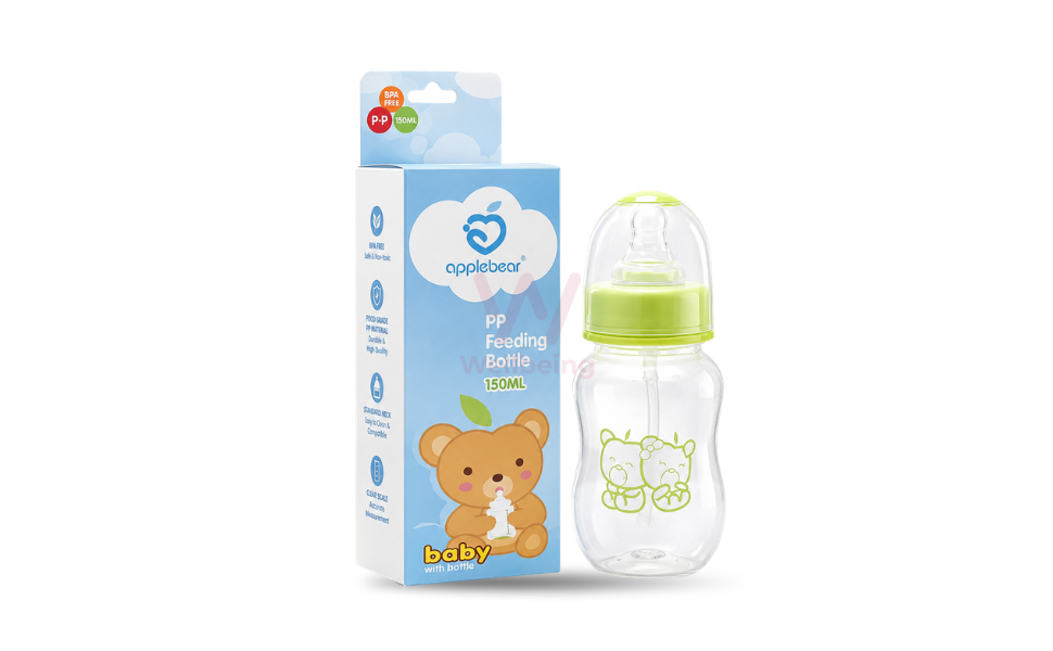 WB New Image (970 x 600 px) - 2026-08-19T123940.486 AppleBear Baby Feeder Plastic Bottle 150ml with Silicone Nipple | Multicolor Available - Image 1