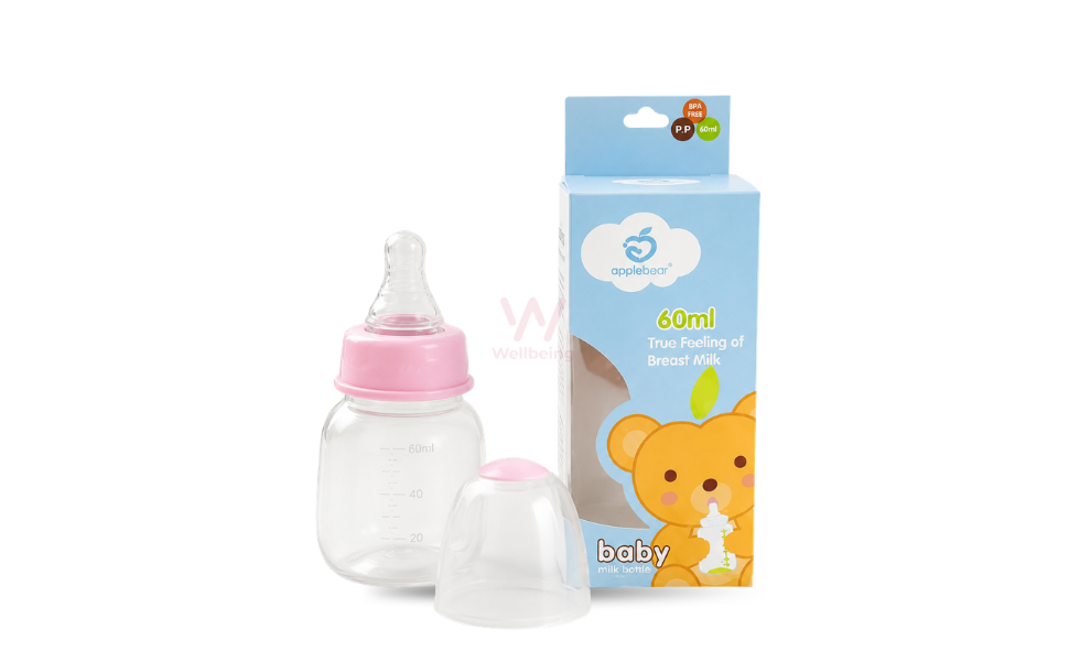 WB New Image (970 x 600 px) - 2026-08-19T124811.060 AppleBear Baby Feeder Plastic Bottle 60ml with Silicone Nipple | Multicolor Available - Image 1