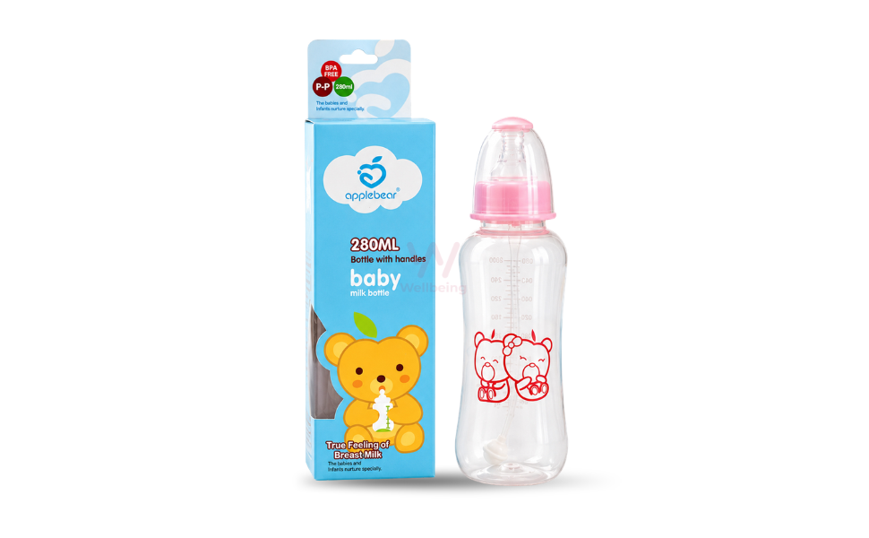 WB New Image (970 x 600 px) - 2026-08-19T125216.202 AppleBear Baby Feeder Plastic Bottle 280ml with Silicone Nipple | Multicolor Available - Image 1