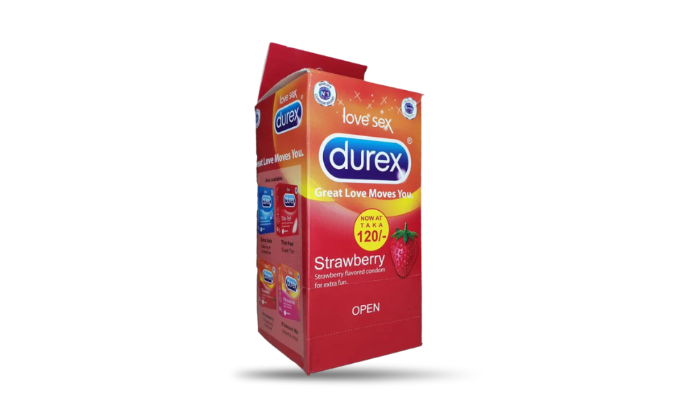 WB New Image (970 x 600 px) - 2026-08-22T135129.695 Durex Strawberry Flavor Condom | Full Box 3×6=18pcs | P.R.C - Image 1