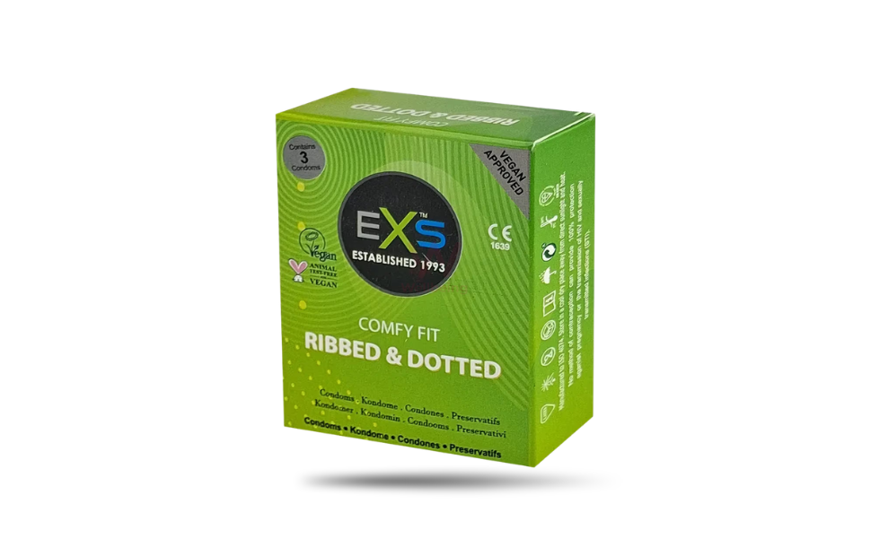 WB New Image (970 x 600 px) - 2026-08-22T142008.508 EXS Comfy Fit Ribbed & Dotted Condom 3pcs Pack | Brand of UK - Image 1