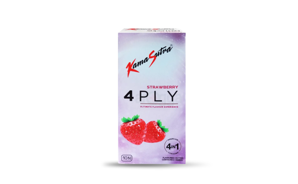 WB New Image (970 x 600 px) - 2026-08-22T174126.268 KamaSutra Strawberry Flavor 4PLY 4in1 Dotted, Contoured, Ribbed Condom 10pcs Pack | India - Image 1