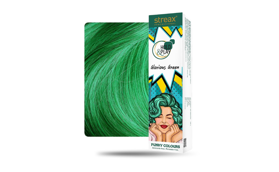WB New Image (970 x 600 px) - 2026-08-25T130144.641 Streax Professional Hold and Play Funky Hair Color Glorious Green 100gm - Image 1