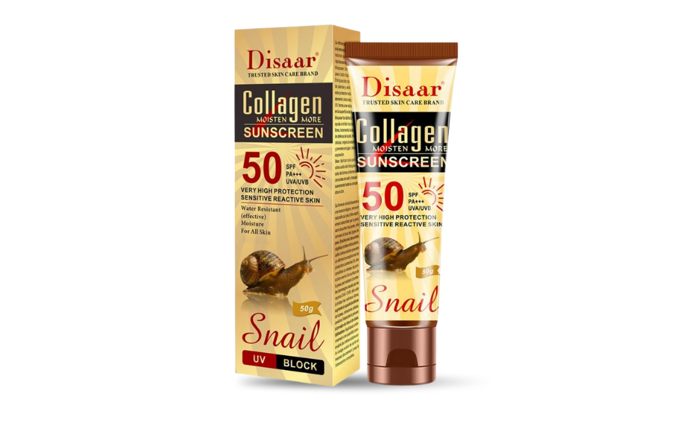 WB New Image (970 x 600 px) - 2026-08-29T124114.010 Disaar Snail Collagen Sunscreen Cream SPF50 PA+++ 50gm | P.R.C - Image 1