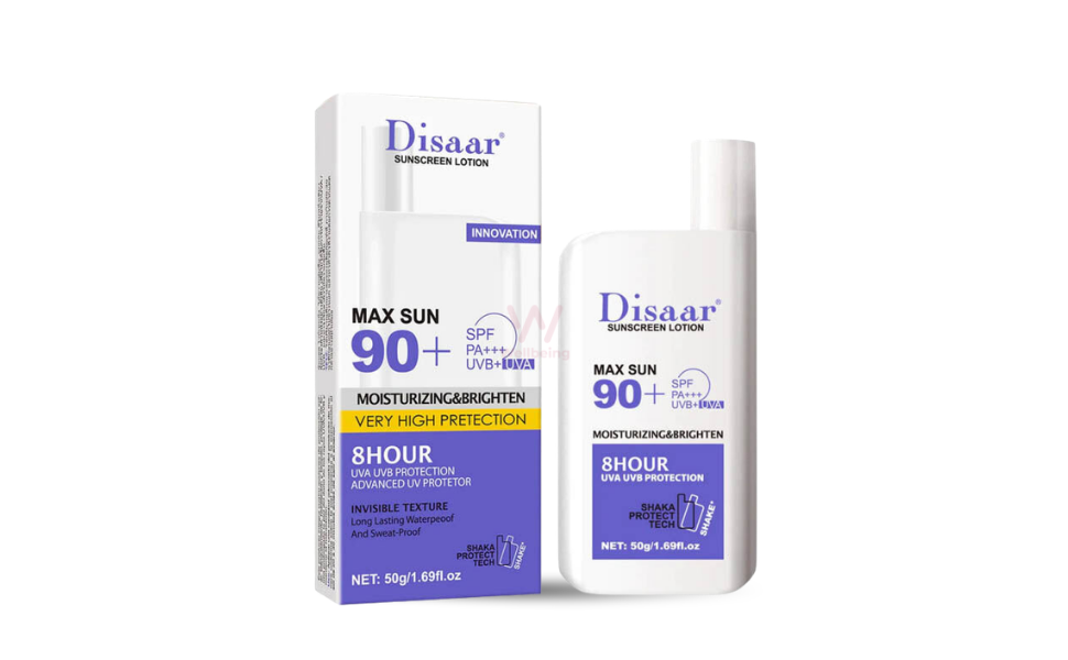 WB New Image (970 x 600 px) - 2026-08-29T125108.698 Disaar Sunscreen Lotion 50gm Max Sun 90+ SPF PA+++ | P.R.C - Image 1