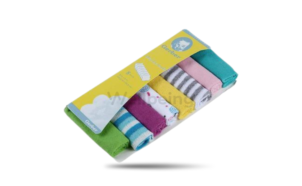 WB New Image (970 x 600 px) - 2026-08-29T145939.490 Gerber Baby Small Square Towels 8pcs Pack - Image 1
