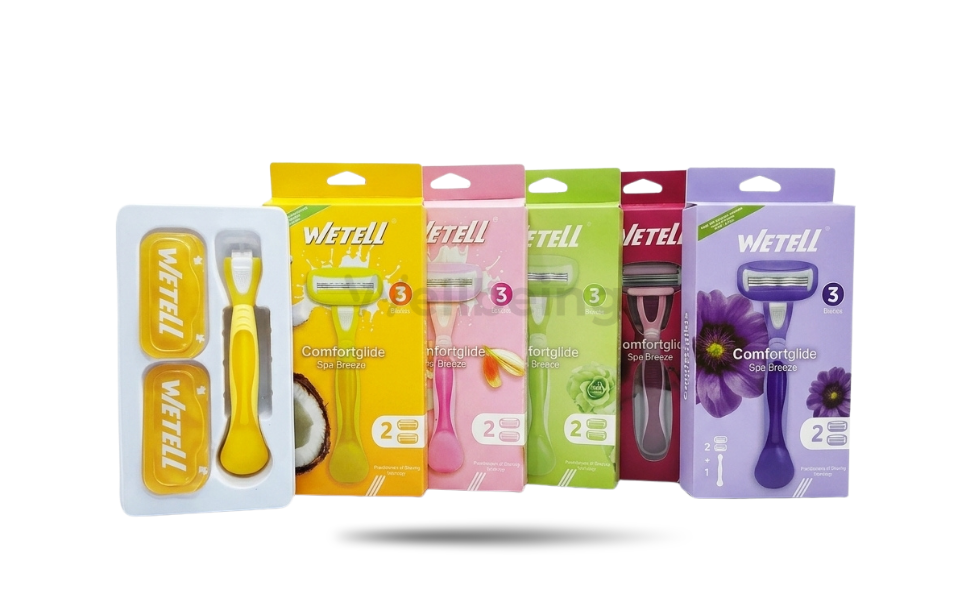 WB New Image (970 x 600 px) (3132) WETELL Comfortglide Spa Breeze Women’s Razor 1 Handle+2 Refills Multicolor Available - Image 1