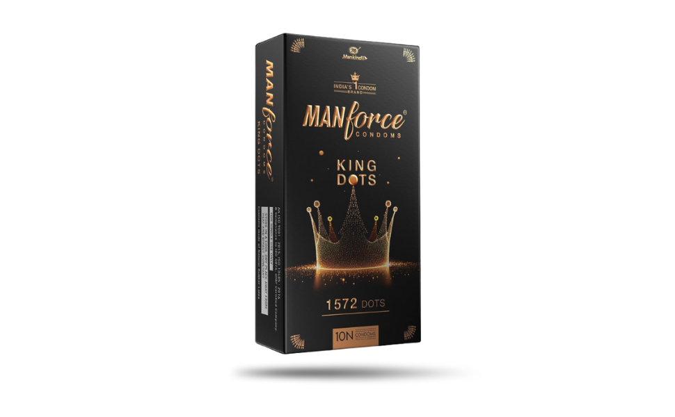 WB New Image (970 x 600 px) (55) Manforce King Dots 1572 Extra Dotted Unflavored Condoms 10pcs Pack | India - Image 1