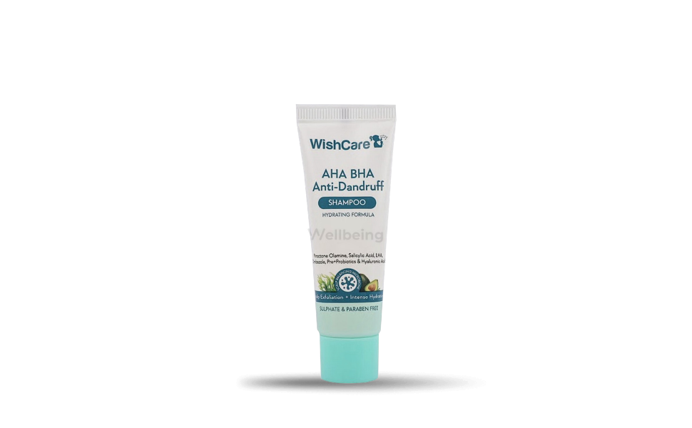 WB Main Image (163) WishCare Hydrating AHA BHA Anti Dandruff Shampoo 20ml Travel Pack - Image 1