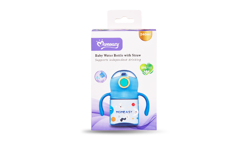 WB New Image (970 x 600 px) - 02 Momeasy Baby Water Bottle With Straw 240ml Multicolor - Image 1