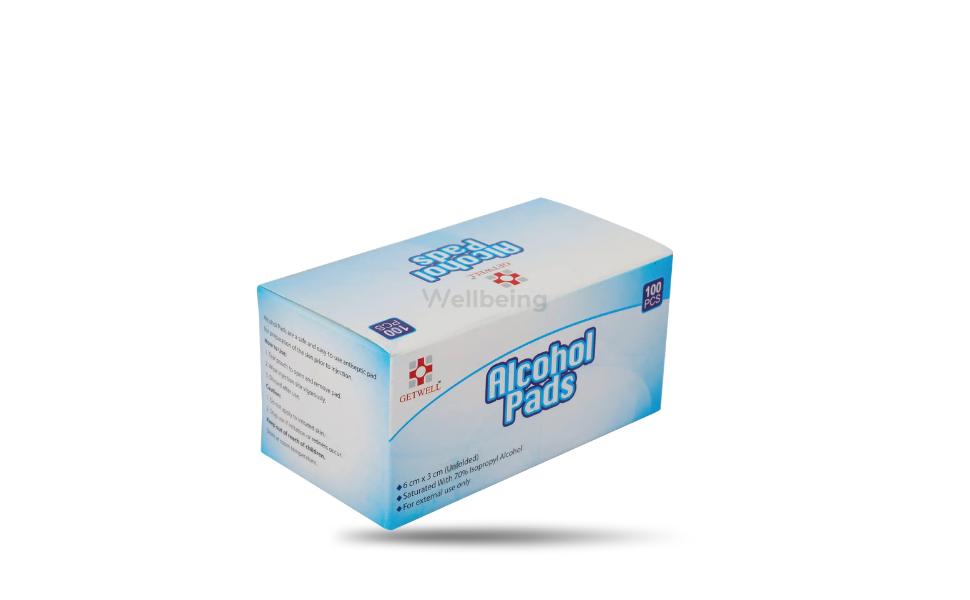WB New Image (970 x 600 px) Getwell Alcohol Pad Disinfectant Wipes 100pcs - Image 1