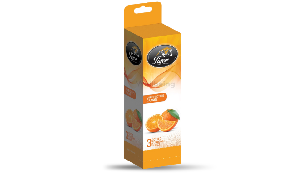 WB New Image (970 x 600 px) - 2026-09-06T170535.675 Tiger Super Dotted Condoms Orange Flavor | Full Box 3×12=36pcs - Image 1