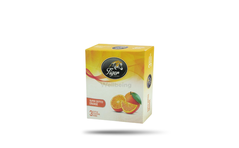 WB New Image (970 x 600 px) - 2026-09-06T170710.475 Tiger Super Dotted Condoms Orange Flavor 3pcs Pack - Image 1