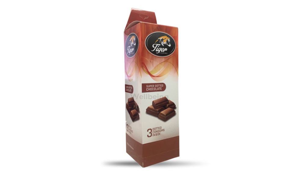 WB New Image (970 x 600 px) - 2026-09-06T172311.405 Tiger Super Dotted Condoms Chocolate Flavor | Full Box 3×12=36pcs - Image 1