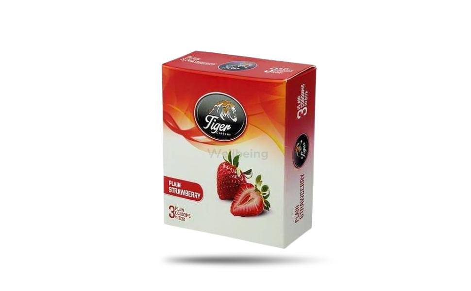 WB New Image (970 x 600 px) - 2026-09-06T173716.784 Tiger Plain Condoms Strawberry Flavor 3pcs Pack - Image 1