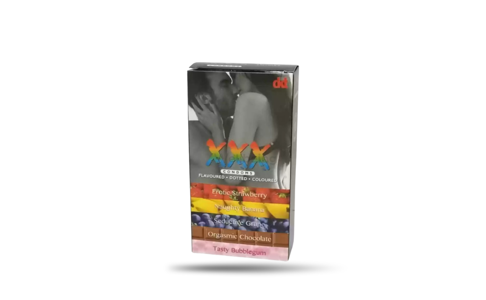 WB New Image (970 x 600 px) - 2026-09-07T143924.573 XXX Five Flavor Combo 10pcs Pack - Dotted & Colored - Strawberry, Banana, Grape, Chocolate, Bubblegum Flavor Condom - Image 1