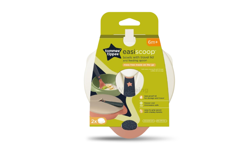 WB New Image (970 x 600 px) - 2026-09-16T101034.355 Tommee Tippee Easy Scoop 6m+ Babies 2 Feeding Bowls & 1 Spoon Set - Image 1